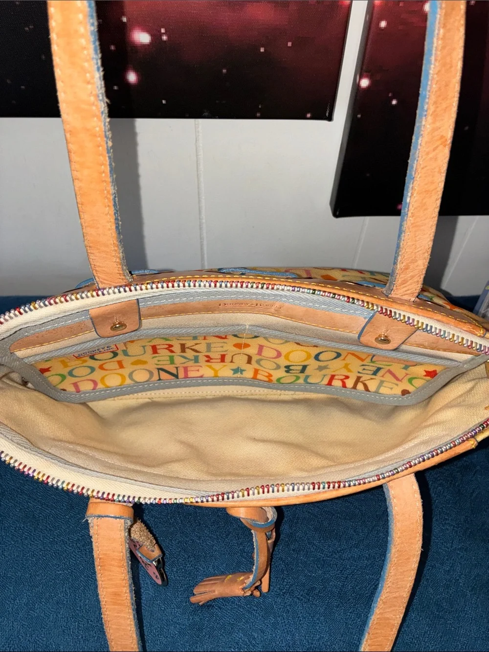 Vintage Dooney & Bourke Rainbow Monogram Satchel